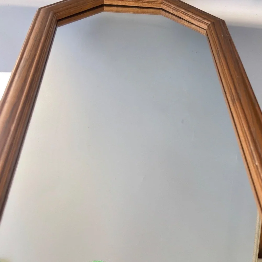 Vintage Wood Mirror Heart Sconce Set 3 Piece Rustic Wall Decor Brown Cottage